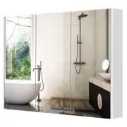 Giantex 3-Doors Wall Mounted Mirror Cabinet Bathroom Storage Cabinet w/Adjustable Shelves White