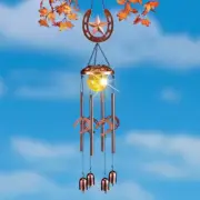 Solar LED Western Horseshoe Star Hanging Wind Chime Mobile Porch Garden Decor