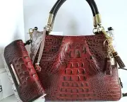 Brahmin Ruby Satchel Antonia Brown Silver Leather+CB Wallet+Tassel NWT***HTF