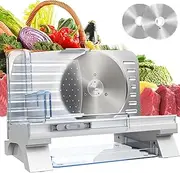ADVWIN Electric Meat Slicer, 6.8" Food Slicer with Removable Stainless Steel Blade & Food Carriage, 0-20mm Adjustable Thickness Upgraded Meat Slicer, Cheese Vegetables Fruit Bread Food Slicer