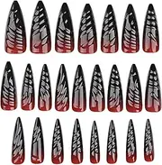 Halloween Press On Nails - Glossy Gradient Medium Artificial Stick On Nails in 12 Sizes for Women