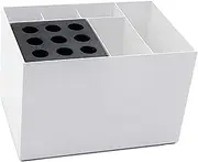 Perfk Salon Organizer Storage Box for Hairdressing Tools, Removable Brush And Comb Holders, white