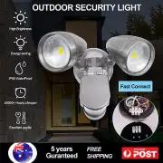 30W LED Twin Security Sensor Spot Flood Light Outdoor Garage Chrome IP56 2100LM