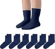 [EPEIUS] Girls Socks Seamless Cotton School Dress Socks Kids Boys Crew 6 Pack