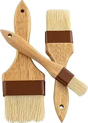 Durable, Hardwood 1, 2, 3in Boar Bristle Pastry Brush Set. Grill and Kitchen Flat Brushes for Basting Meat, Spreading Butter, BBQ Sauce or Marinades. Chef Quality Cooking, Baking or Grilling Tools