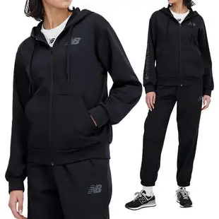 New Balance 女 黑色 機能 刷毛 保暖 排濕 訓練 連帽 外套 AWJ33186BK