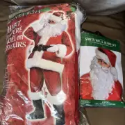 New Fun World Mens Rich Velvet Santa Suit Costume - Size 50-54 and Wig & Beard