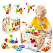 Kids Tool Bench Wooden Set Toys - Montessori Toys for 2 3 4 5 Year Old