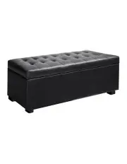 [Artiss] Leather Storage Blanket Ottoman 97cm in Black