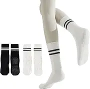 [GUUNIEE] Pilates & Yoga Socks for Women with Non-Slip Grip for Barre, Ballet,Hospital & Barefoot Workout 2/4 Pairs Breathable