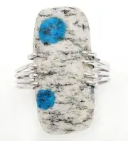 Natural K2 Blue in Azurite 925 Solid Sterling Silver Ring Sz 7 @B1-7