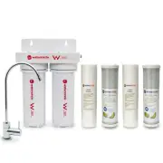 TWIN WATER FILTER AUSTRALIAN STANDARD UNDERSINK 0.5 micron + SPARE with S TAP