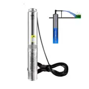 0.5HP-1.5HP Deep Well Submersible Pump 28-37GPM 167-276ft Stainless Steel