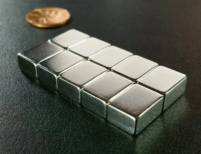 10 Neodymium N52 Block Magnets. Super Strong Rare Earth 1/2" x 3/8" x 1/4"