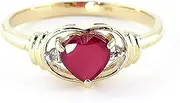 [Galaxy Gold GG] 1.01 ct 14K Solid Yellow Gold Embrace of Love Heart Shape Natural Ruby Diamond Ring 4343