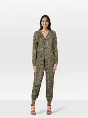 Abstract Pattern Metallic Knit Jumpsuit