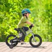 CostwayKids Bike for 4-7 Years Old Sport Bicycle Adjustable with Training Wheels-Silver-14 inches