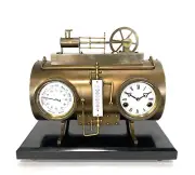 Massive French Style 8 Day Brass Automaton Steam Engine Industrial Mantle Clock