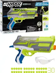 Nerf Hyper Impulse-40 Blaster, 30 Nerf Hyper Rounds Eyewear Included - New