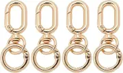 4pcs Double Opening Metal Spring Snap Hooks Clips Zinc Alloy Double Opening Swivel Spring Hooks Clips Swivel Lobster Claw Clasp with Spring for DIY Keychains Bags Purses Gold