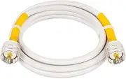 MOOKEERF RG8x Jumper Cable,6ft CB Coax Cable 50 Ohm,UHF PL259 Male to Male Low Loss CB Antenna Cable,PVC White Marine Antenna Cable for CB Radio,Ham Radio, Antenna Analyzer, Dummy Load and SWR Meter