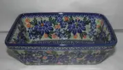 POLISH POTTERY UNIKAT 2079 BREAD LOAF PAN 8.25" X 5" X 3" FLORAL HANDMADE Teresa
