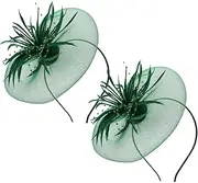 [Healvian] Dress Hat Mesh Veil and Feather Fascinators Stylish Headband for Women for Weddings and Banquets