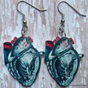Vtg anatomical heart diagram ephemera medical anatomy doctor science earrings