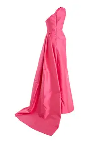 [Monique Lhuillier] One Shoulder Draped Gown With Train