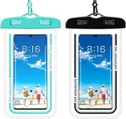 Nothers Clear Universal Waterproof Cellphone Pouch Case,Phone Dry Bag, Lanyard, iPhone 13 12 Pro 11 Pro Max XS XR X 8 7 6SGalaxy S21 20Ultra S10 Note10 9,Up 7.5,2 Pack（Blue+Black）, 21*11.5*1.3cm