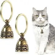 2 Pieces Copper Collar Bell for Small Pet,Pet Bells Brass Cat Collar, Small Cats and Dogs Bell Vintage Copper Keychain Anti-Lost Training Pendant Tags Accessories for Kitten Puppy Outside