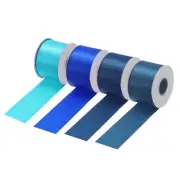 4 Rolls Satin Ribbon, 1 1/2" 10 Yards Light Blue/Blue/Bright Blue/Navy Blue
