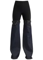 Coperni Flared Denim and Stretch-jersey Trousers - Black - 10 10