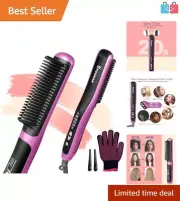 Fast Heating 2-in-1 Ceramic Straightening Comb with Anti-Scald Protection