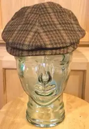 Stetson SWSTD152-BRN2 100% Wool Brown Plaid Ivy Paperboy Style Hat - MSRP $48
