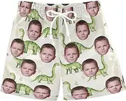 [Caihoyu] Custom Funny Photo Face Boys Swim Trunks Toddler Board Shorts Drawstring Beach Shorts Swimwear, Multicoloured10, 12 Years