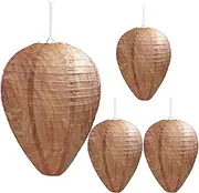 Augshy Set of 4 Dummy Wasp Nest, Hornet Nest, Hanging Wasp Nest Bait for Home and Garden, Outdoor