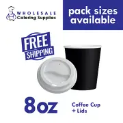 Disposable Coffee Cups with Lids 8oz Take Away Cafe