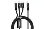 Baseus 20W Rapid Series 3-in-1 Fast Charging Cable 1.5m - Black (Lightning, USB-C, Micro)