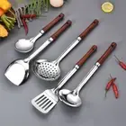 Anti-scald Cooking Equpment Long Wooden Handle Colanders Cooking Tool Sets