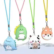 BIQIRE Compatible with AirTag Necklace [4 Pack], Waterproof Necklace Case for Air Tags Kid Hidden Adjustable Cute Airtag Holder Soft Silicone Air tag Accessories for Toddler with Key Ring