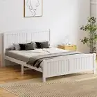 Oikiture Bed Frame Queen Double King Single Wooden Base Timber Platform White