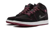 Air Jordan 1 Mid Fearless (GS) Size 4.5Y/WMNS 6 Black/Gym Red-White CU6617-062