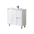 900*360*875mm Vanity Ultra Slim White Finger Pull Cabinet Ceramic Basin on Legs