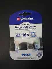 Verbatim 16GB USB2.0 Flash Drive With Micro-B Adapter New