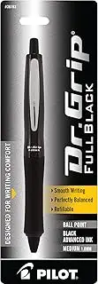 [Pilot] Dr. Grip FullBlack Refillable & Retractable Ballpoint Pen, Medium Point, Black Ink, Single Pen (36193)
