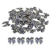 100Pcs Mini Gingham Ribbon Bow 1" Checkered Ribbon Bows Navy Blue Cream