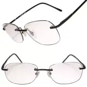 Rimless Modern Black Rectangle 2.75 Reading Glasses Reader
