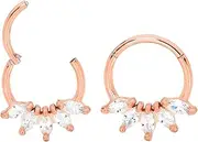[365 Sleepers] 316L Surgical Steel 16G 8mm 10mm Gem Hinged Hoop Segment Nose Ring Helix Tragus Septum Unisex Earring Body Piercing Jewelry