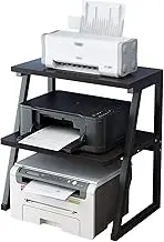 Desktop Printer Stand, 3-Tier Large Size High Capacity Storage Shelves Multi-Purpose Desk Office Organization and Storage, Small Printer Table Desk Organiser for Copier Fax Machine File Scanner(Black)